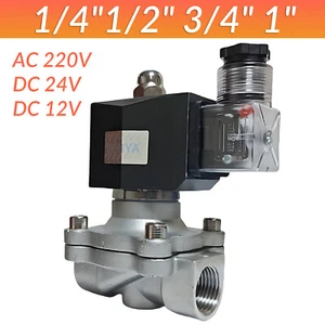 Magnetventil Edelstahl 1/4"1/2" 3/4" 1" AC220V DC 24V DC 12V -10°C bis 100°C NBR - Picture 1 of 13