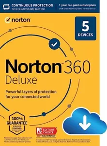 Norton 360 Deluxe 1 Year 3 or 5 Devices PC MAC ios VPN E-License Key 2025-2026 - Picture 1 of 11
