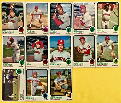 1973 Topps Huston Astros, John Edwards Tommy Helms Tommie Agree Jesus Alou —13 - Image 1 of 2