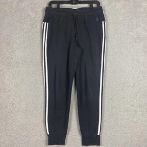 Adidas Pants Mens Medium Black 3 Stripe Knit Jogger Track Running Activewear - Picture 1 of 12
