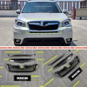 Fit Subaru Forester 14-18 3PCS Carbon Fiber/Gloss Black Front Bumper Grille Mesh - Bild 1 von 14