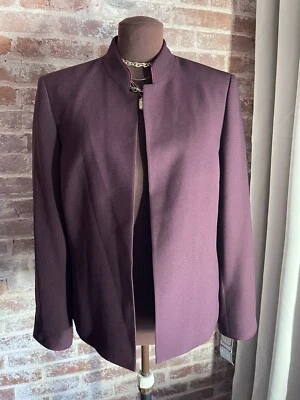 New! Kasper Petite Plum Purple Blazer Suit Jacket Open Front Collared Size 14P - Image 1 of 4