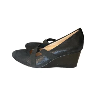 Zapato de cuña TARYN ROSE negro envuelto gamuza KIMBER damas talla 11M” COMO ESTÁ VER FOTO” Foto 1 de 4