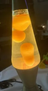 VNTG LAVA LAMP, GOLD BASE/TOP, YELLOW WATER/LAVA, 16 1/4”, EUC - Picture 1 of 17