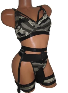 Camo 3 Piece SISSY POUCH PANTIES Crossdress for Men Sz XL 28-46 - Picture 1 of 2