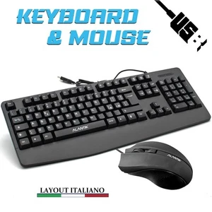 Kit Mouse And Keyboard USB With Cable Layout Italian Multimedia With Palmrest_ - Picture 1 of 5