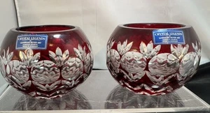 2-Crystal Legends by Godinger Deep RED Handcut Crystal Bowl 4" BOWLS - Picture 1 of 4