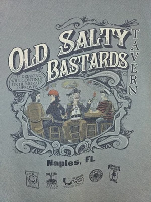 Old Salty Bastards Tavern Naples Medium Mens Blue Double-sided Graphic Logo Tee - Image 1 of 4