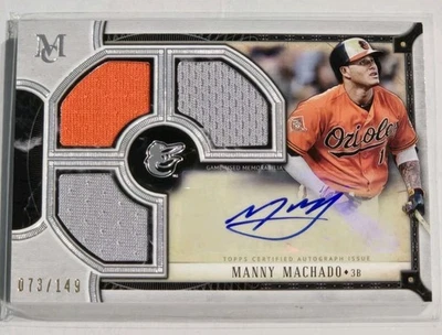 Manny Machado 2018 Topps Museum Collection Signature Swatches Triple Relic /149 - Image 1 of 2