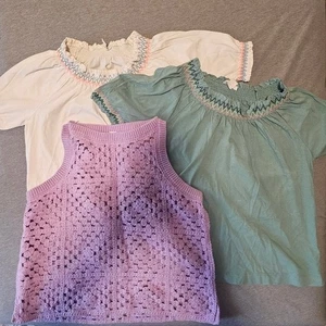 J Crew Crewcuts Lot of 3 Girls 9-10Y Tops Summer Sweater Short Sleeve Embroidery - Picture 1 of 10