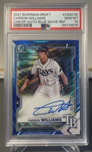 2021 Bowman Draft Carson Williams #CDA-CW Chrome 1st Blue Wave /150 Auto- PSA 10 - Picture 1 of 2