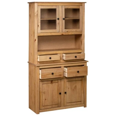 Cabinet Wooden Display Case Storage Cabinet Solid Pine Panama Range vidaXL - Image 1 of 3