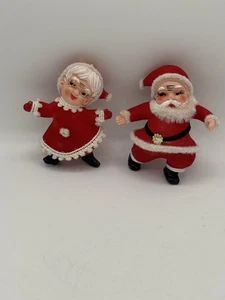 Weihnachtsmann & Frau Claus beflockt Vintage Weihnachtsschmuck - Bild 1 von 7