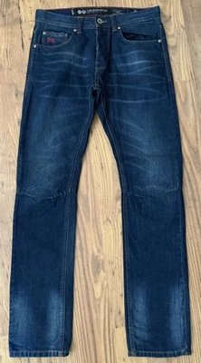 Pantalones de mezclilla Crosshatch Gamitto azul para hombre rectos largos botones mosca W32 L34 en muy buena condición  Foto 1 de 4