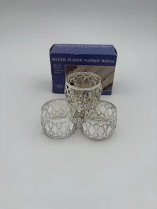 New Filigree Style Genuine Silver Plated Napkin Rings Set of 4 - Picture 1 of 2