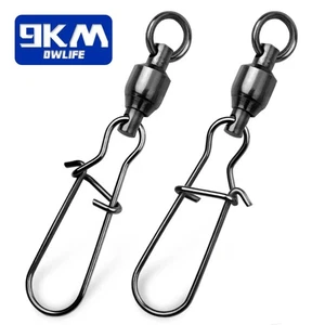 50Pcs Black Ball Bearing Swivels with Duo Lock Snap Fishing Tackle 22LB~276LB - Picture 1 of 22