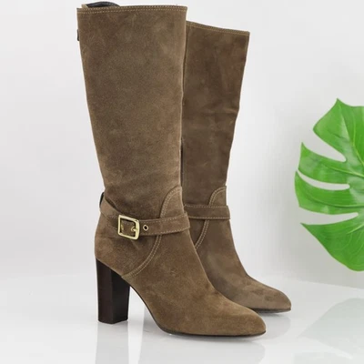 Botas Coach Robynn para mujer talla 8,5 marrón gamuza hebilla hasta la rodilla hechas en Italia Foto 1 de 4