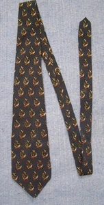 J Garcia Silk Necktie Repeated Fantasy Motif No Name Silver & Red on Black USA - Picture 1 of 4
