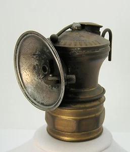 Antique Brass  Auto-Lite Universal Carbide Mine Coal Miner Cap Lantern Lamp Hook - Picture 1 of 12
