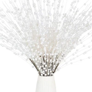 Christmas Artificial Glitter Holly Berry Stem,12Pcs Fake Christmas White Berries - Picture 1 of 5