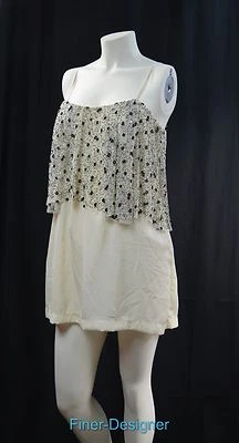 Silence + Noise Anthropologie Tunic Top Sundress mini Dress Mesh bead SZ S NEW   - Image 1 of 4