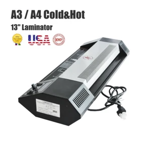 Máquina de película fotográfica bolsa de acero 110V 13" rodillo laminador térmico frío caliente A3 A4 - Imagen 1 de 8