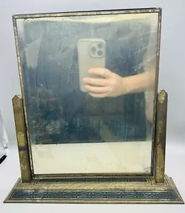 Art Deco Tin Metal Double Sided Mirror And Picture Frame Tilts 11”x11” X3” - Picture 1 of 15