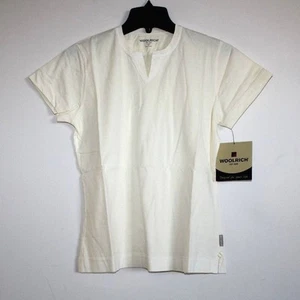 Woolrich Women's XS - NWT - Solid Ivory/Cream Cotton Jersey Notch T-Shirt - Picture 1 of 2