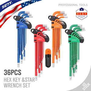 37 Pc Hex Key Allen Wrench Set Ball End Long Arm SAE Metric Star Color L Wrench - Picture 1 of 8