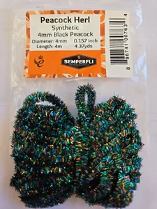 Synthetic Peacock Herl Chenille 4mm " Black Peacock " body for Flies - Picture 1 of 3