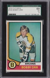 1974-75 Topps Hockey 100 "Bobby Orr" HOF Star Boston Bruins HOF SGC 60 EXCELLENT