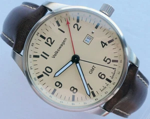 Volkwagen Classic Beetle Bug Car Accessory Aviator Pilot Driver GMT German Watch - Picture 1 of 24