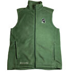 Michigan State Spartans Zip Up Columbia Fleece Vest Green Mens Size Small A4