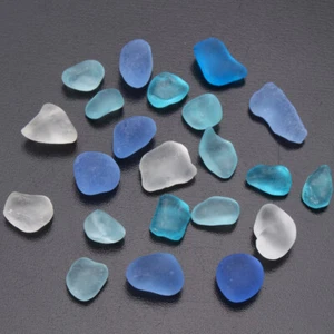 10-16 mm Undrilled Blue Beach Glass Sea Glass Beads For Jewelry Use - Picture 1 of 6