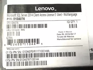 Lenovo Microsoft SQL Server 2014 1 user Multilingual 01DA076 NEW ✅❤️️✅❤️ SEALED - Picture 1 of 1