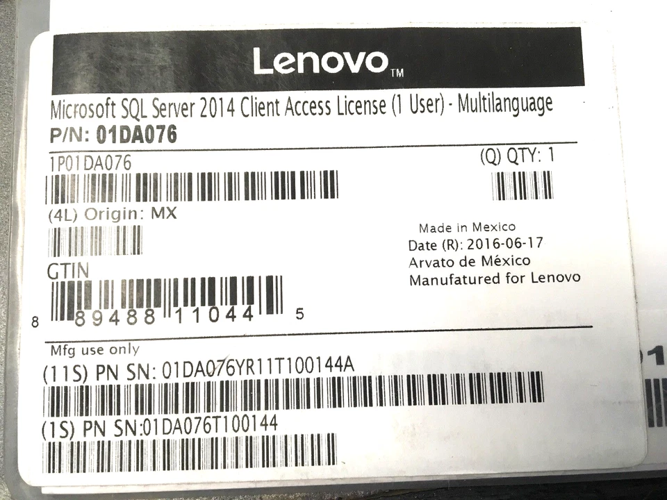 Lenovo Microsoft SQL Server 2014 1 user Multilingual 01DA076 NEW ✅❤️️✅❤️ SEALED - Image 1 of 1
