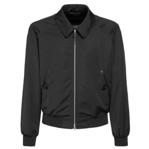 TOM FORD TFO323 Silk Cotton Fine Poplin Bomber Blouson Jacket Leather Trim i46 S - Picture 1 of 14