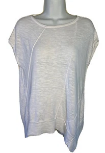 EILEEN FISHER Damen Kurzarm Oberteil aus Leinenmischung mit Rundhalsausschnitt, PM, weiß - Bild 1 von 6