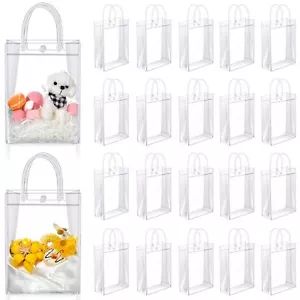 Clear PVC Gift Bags with Handles Reusable Plastic Wrap Tote Bags Transparent ... - Picture 1 of 7