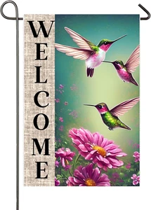 Double-Sided Hummingbird Garden Flag 12x18 Inch Spring Outdoor Decor - Picture 1 of 12