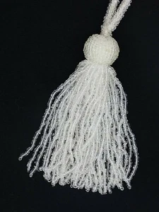 Conso Trims Beaded Opulence 40689 Color 08 WHITE Decorative 4.5" Tassel 3" Loop  - Picture 1 of 3