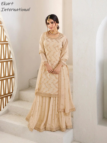 OFF WHITE Set completo Sharara da lavoro Jaal jacquard bianco sporco