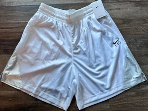 Pantaloncini Nike Donna L Bianco/Argento/Nero Dri-Fit Basket FLY Large Nuovi con etichette - Foto 1 di 2