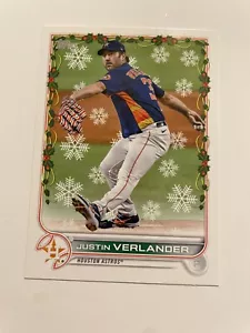 2022 Topps Holiday JUSTIN VERLANDER Wrapping Paper Glove Variation Code 819 - Picture 1 of 2
