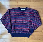 Pull tricoté coloré vintage tricots style Coogi fabriqué au Pérou laine d'alpaga M