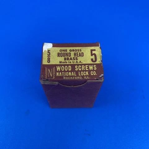 National Lock Co. NOS Vintage Round Head Wood Screws Brass Gross 5/8 Cover