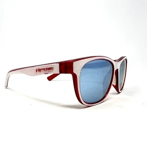 Tifosi Swank Sunglasses White/Red Frames, Blue Mirrored Lenses, SCRATCHED - Picture 1 of 13