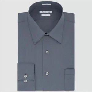 VAN HEUSEN Men's Classic-Fit Point Collar Poplin Dress Shirt Grey 2XL/18 1/2. - Picture 1 of 3
