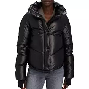 SAM. NYC Vegan Athlete Puffer Coat Size Medium Jacket Black Goose Fill Ski Snow - Picture 1 of 7
