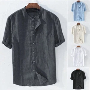 Herren Hemd Kurzarmhemd Poloshirt Kopf Slim-Fit Freizeit Reise Business Strand - Picture 1 of 23